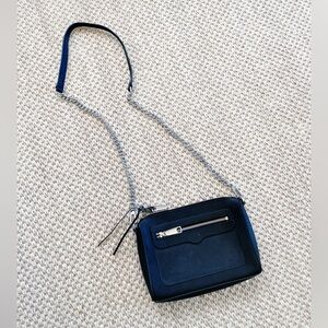 Rebecca Minkoff Avery Black Leather Crossbody W/ Silver Chain